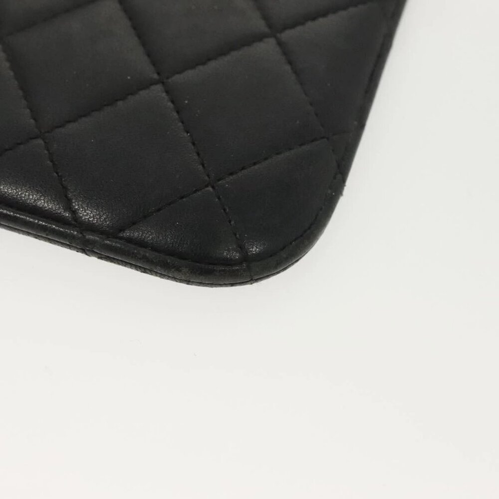 CHANEL Matelasse iPad Case Lamb Skin Black Silver CC Auth 141696 - Picture 5 of 16